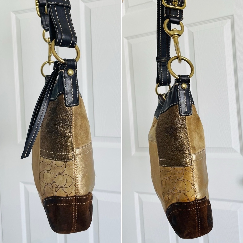 Coach Vintage Hobo Y2K Shoulder Bag Gold Brown‎ Patch… - Gem